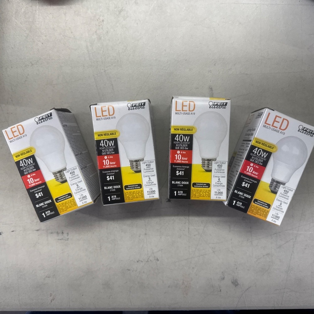 Feit Electric LED Multi Use A19 Non Dimmable 40W 6W 4-pack